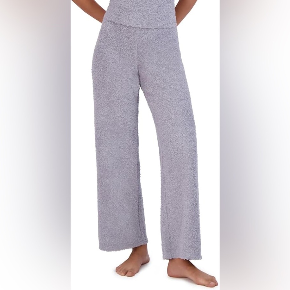 NWT Steve Madden Women's Wide-Leg Chenille Sleep Pants - S Lilac Gray